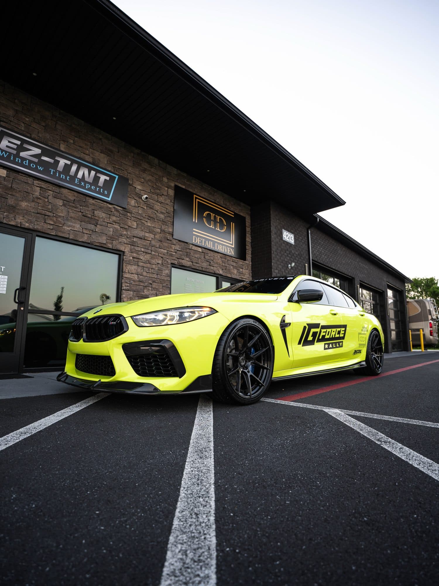 Fluorescent Yellow Color PPF on a BMW M8 Competition by Detail Driven, front three-quarter exterior