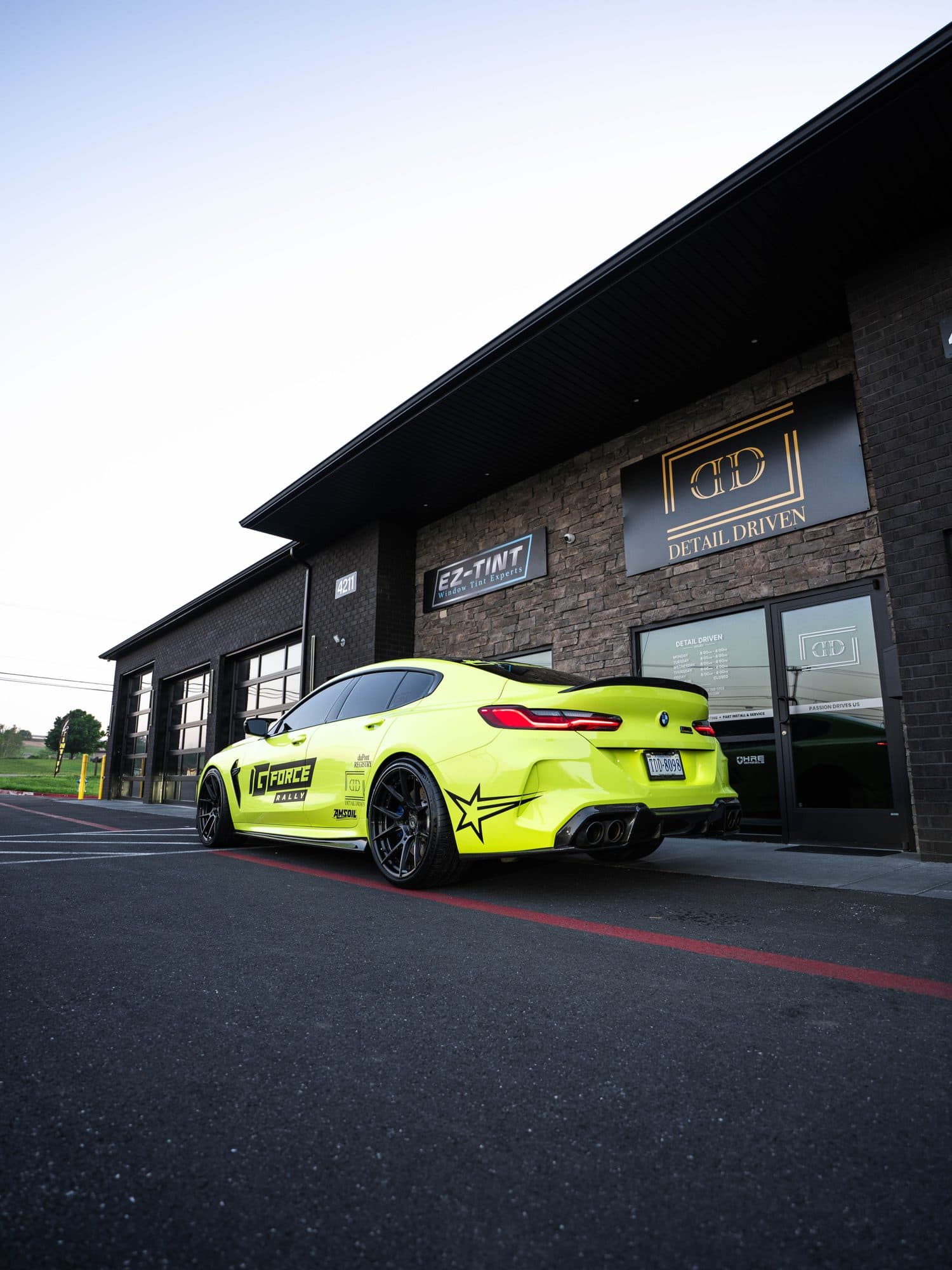 Fluorescent Yellow on BMW M8 Competition, Detail Driven