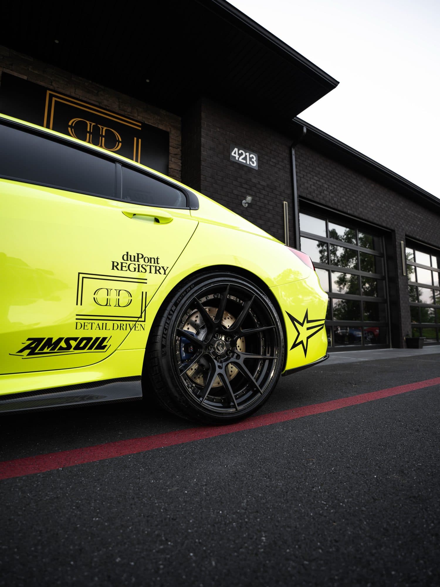 Fluorescent Yellow on BMW M8 Competition, Detail Driven