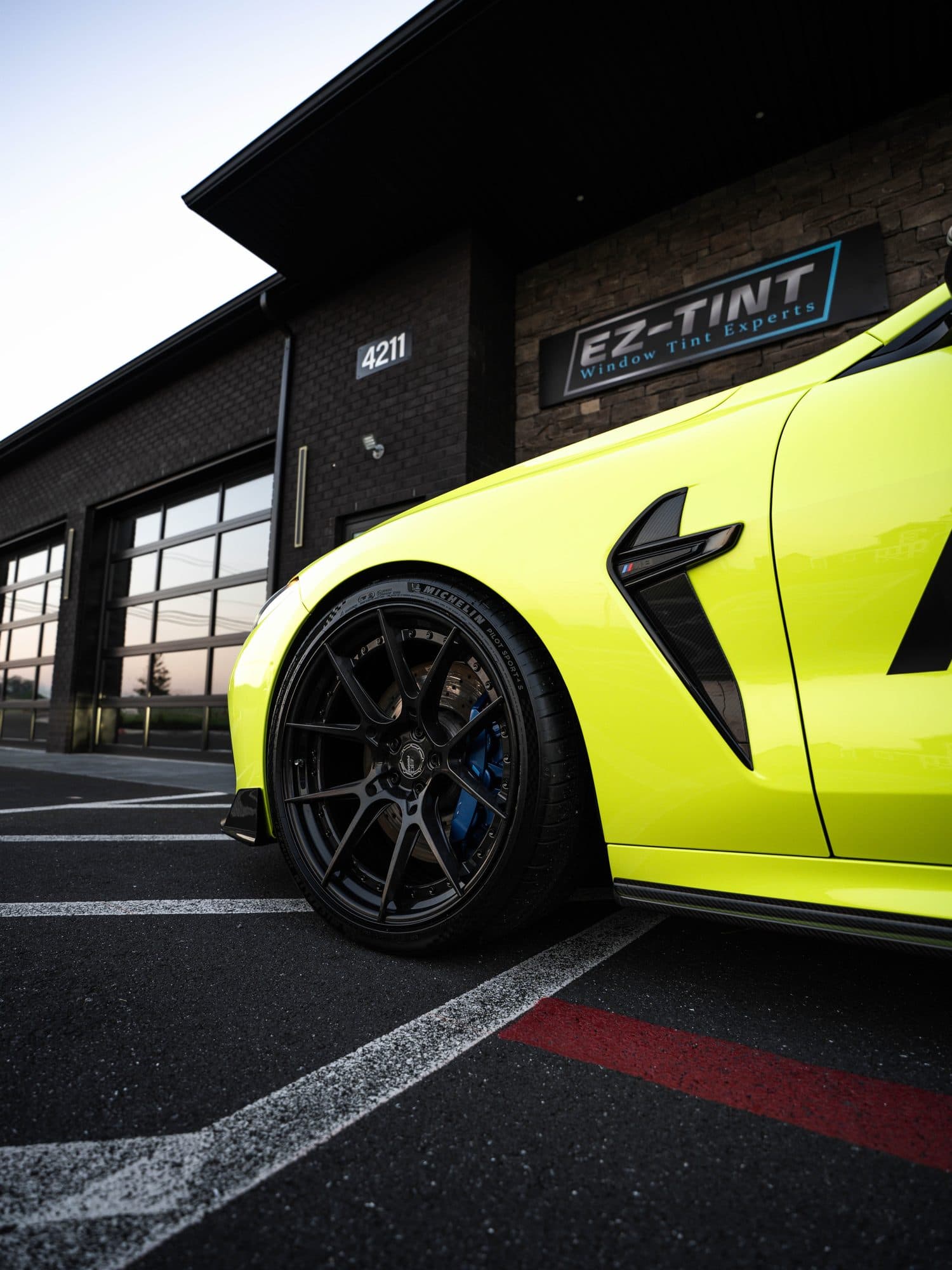 Fluorescent Yellow on BMW M8 Competition, Detail Driven
