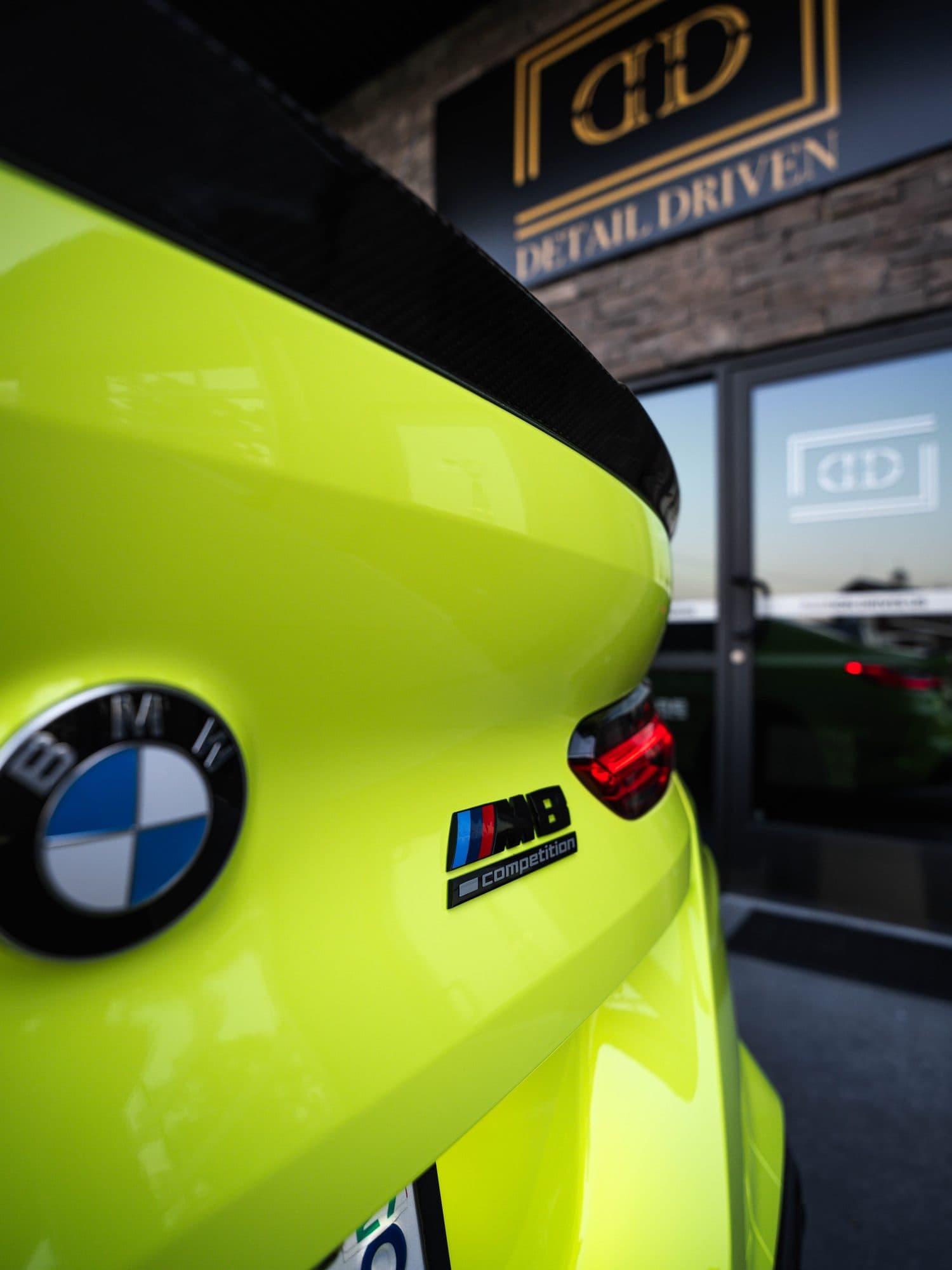 Fluorescent Yellow on BMW M8 Competition, Detail Driven