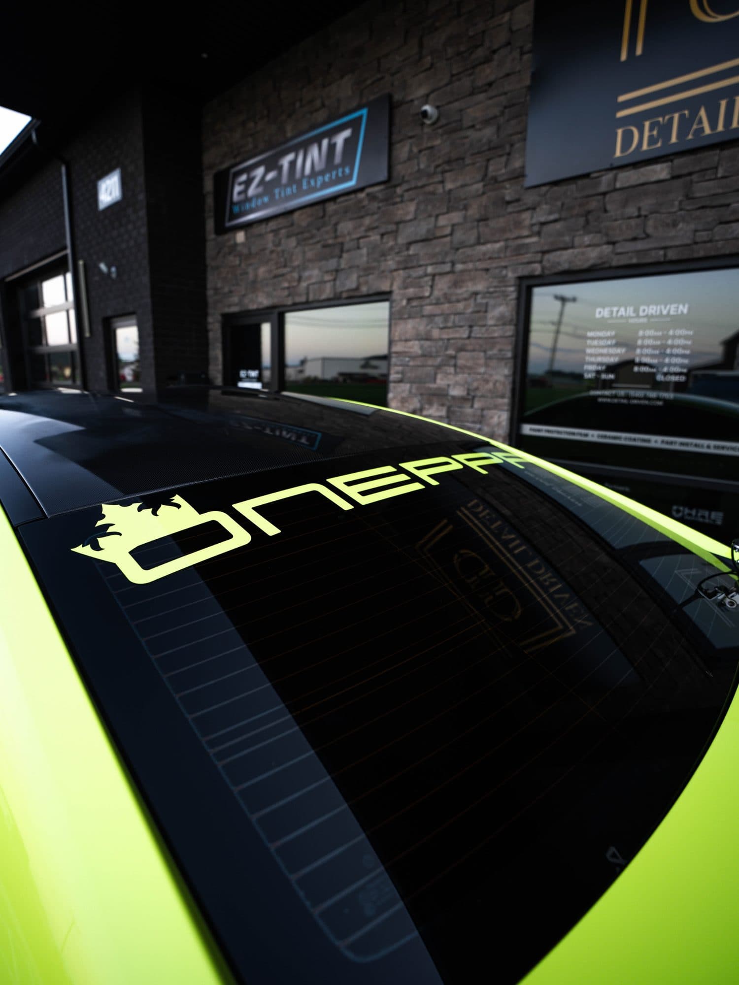Fluorescent Yellow on BMW M8 Competition, Detail Driven