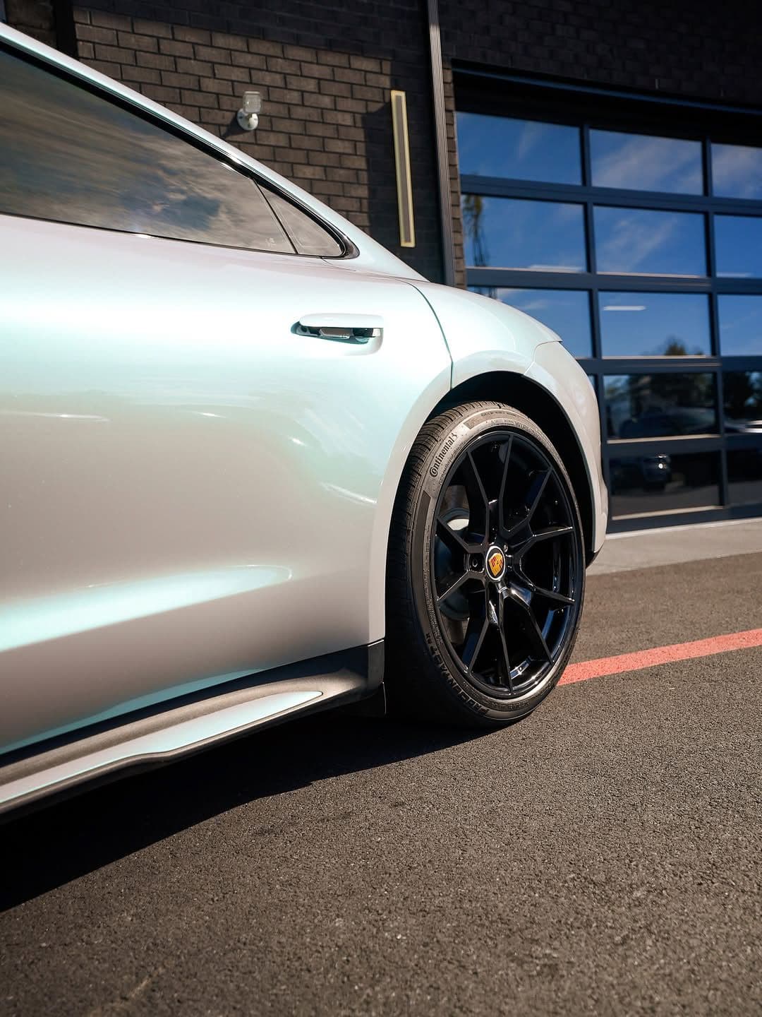 Magic Gray Green on Porsche Taycan, Detail Driven