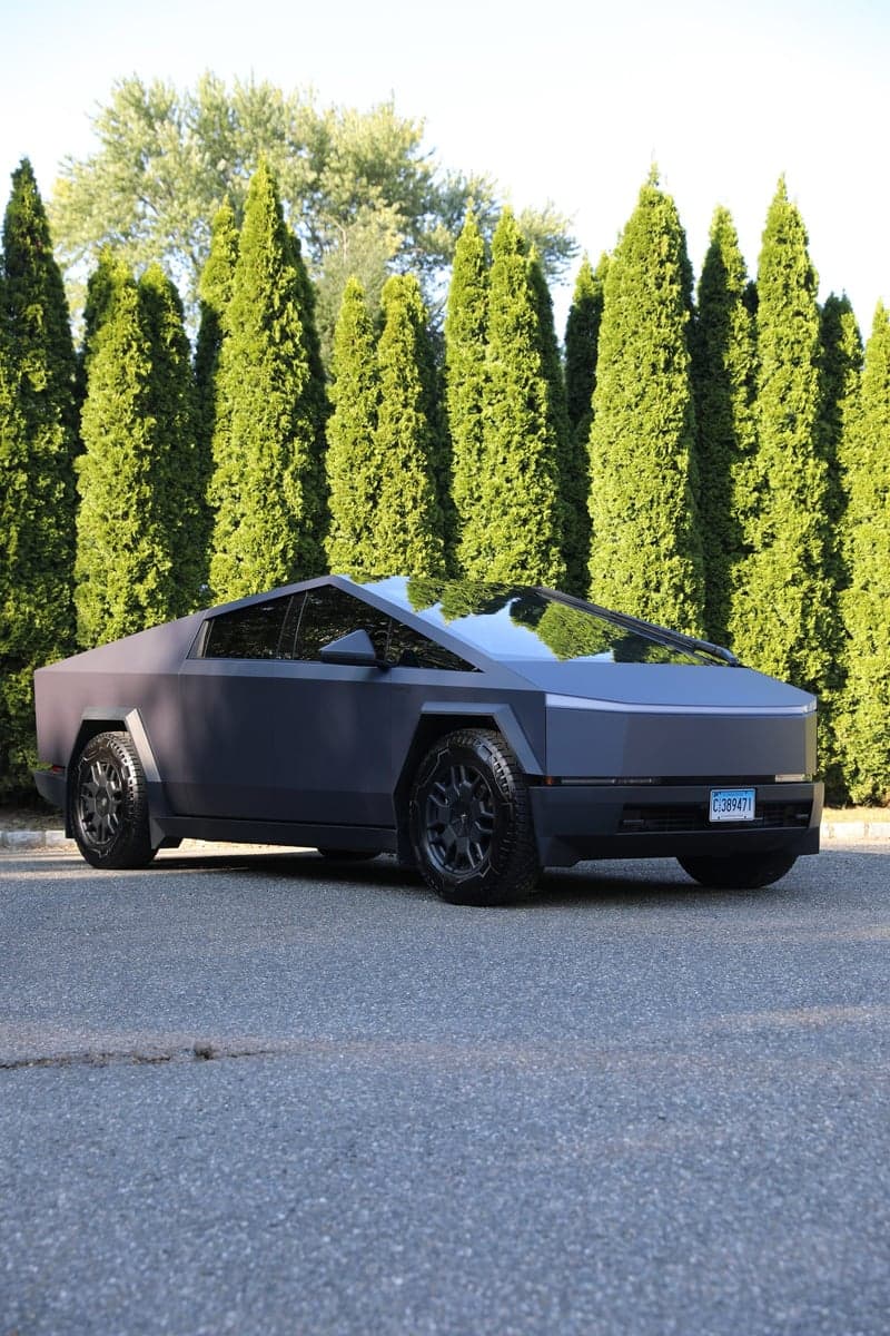 Satin Blue Steel on a Tesla Cybertruck