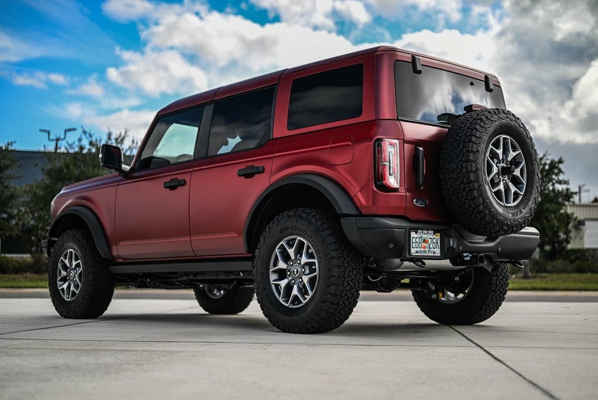 Satin Metallic Ruby Red on a Ford
