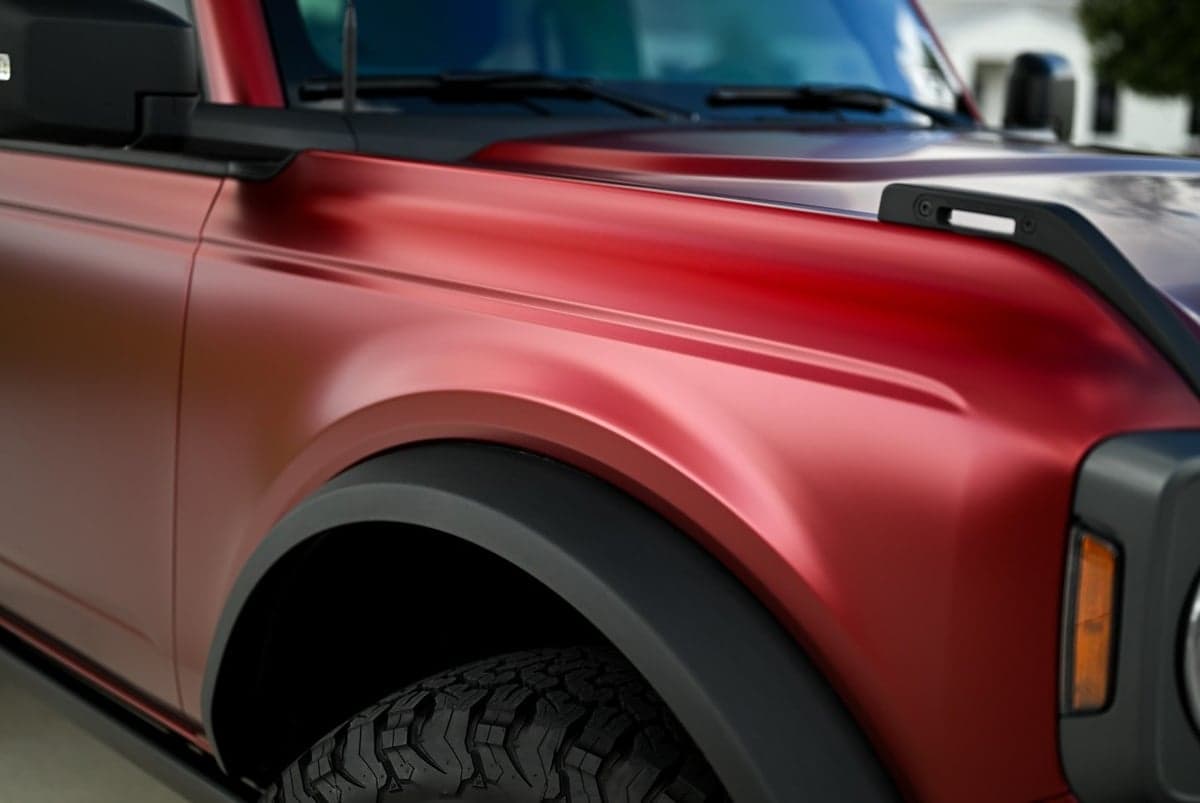 Satin Metallic Ruby Red on a Ford