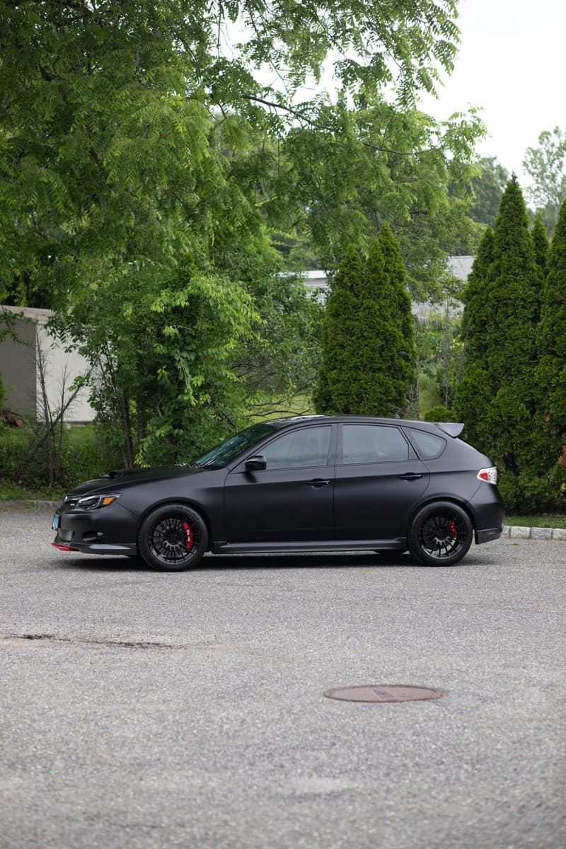Satin Perfect Black on a Subaru WRX