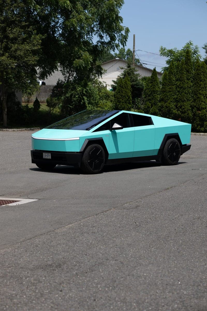 Tiff Blue on a Tesla Cybertruck