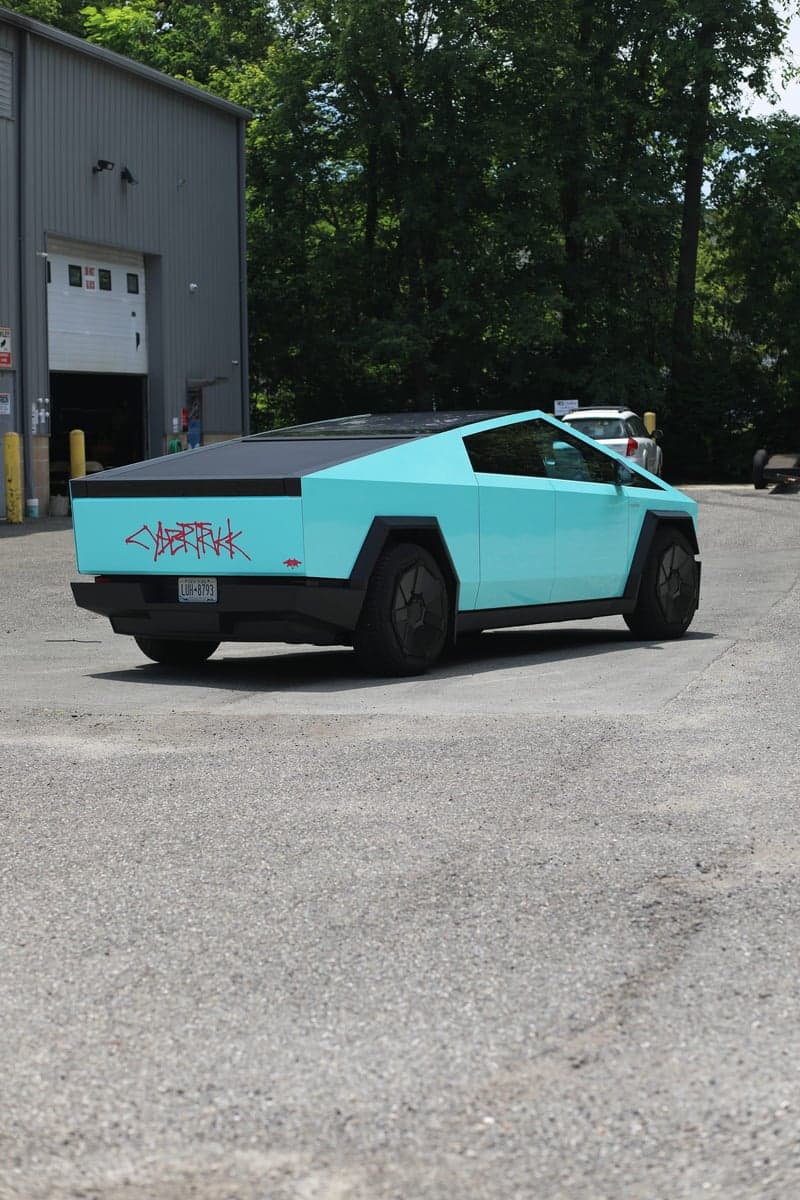 Tiff Blue on a Tesla Cybertruck