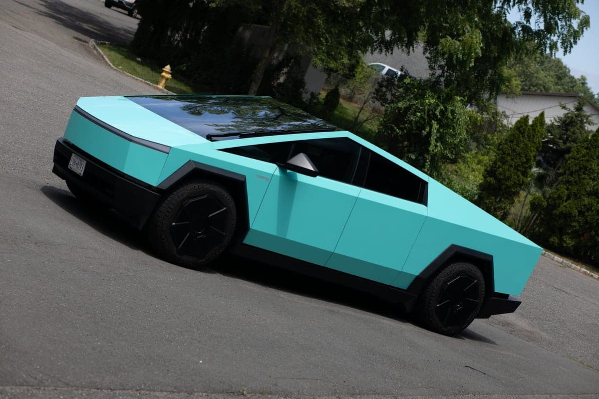Tiff Blue on a Tesla Cybertruck